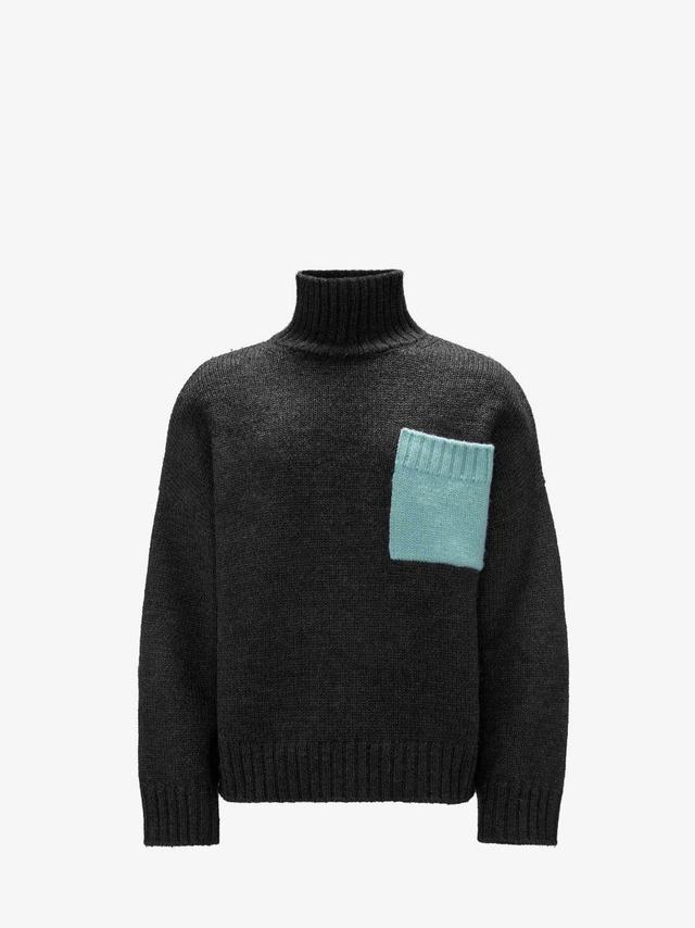 PATCH POCKET TURTLENECK SWEATER in grey | JW Anderson US  Product Image