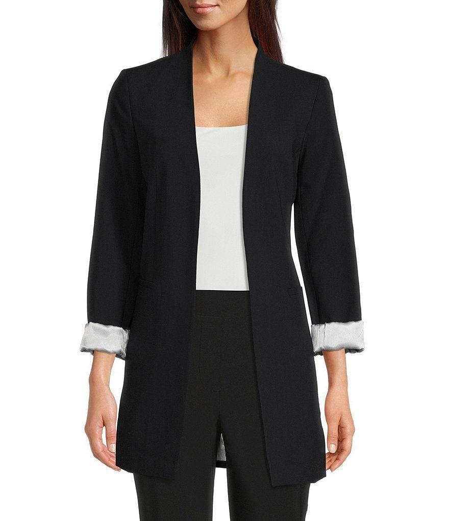 Calvin Klein Contrast Lining Long Roll-Tab Sleeve Open Front Jacket Product Image