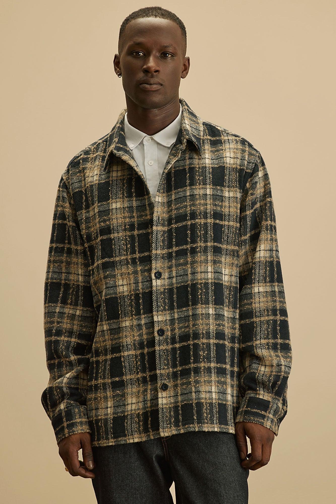 Tondo Plaid Button Up Shirt - Black/combo Product Image