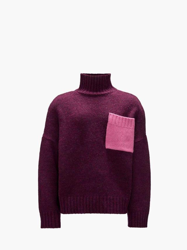 PATCH POCKET TURTLENECK SWEATER in purple | JW Anderson US  Product Image