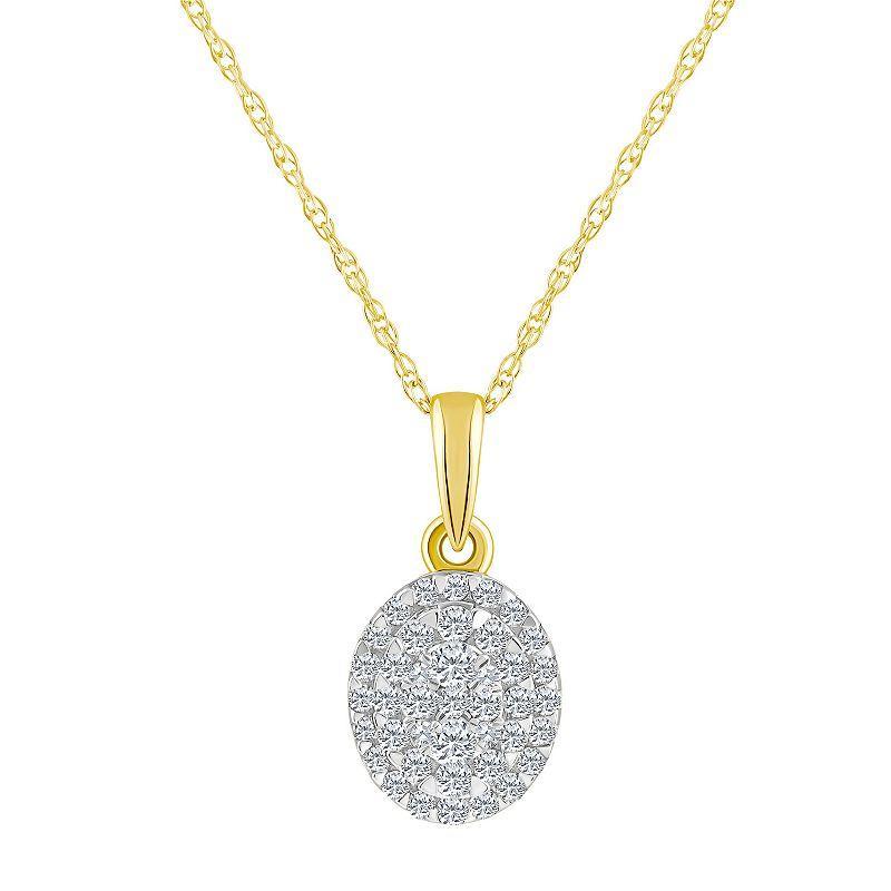 Celebration Gems 14k Gold 1/4 Carat T.W. Diamond Oval Cluster Pendant Necklace, Womens Product Image