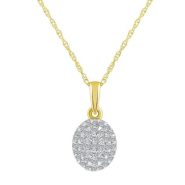 14k Gold 1/4 Carat T.W. Diamond Oval Cluster Pendant Necklace, Womens, Size: 18, White Product Image