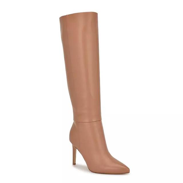 Nine West Richy Womens Leather Knee-High Boots Pink Suede Product Image