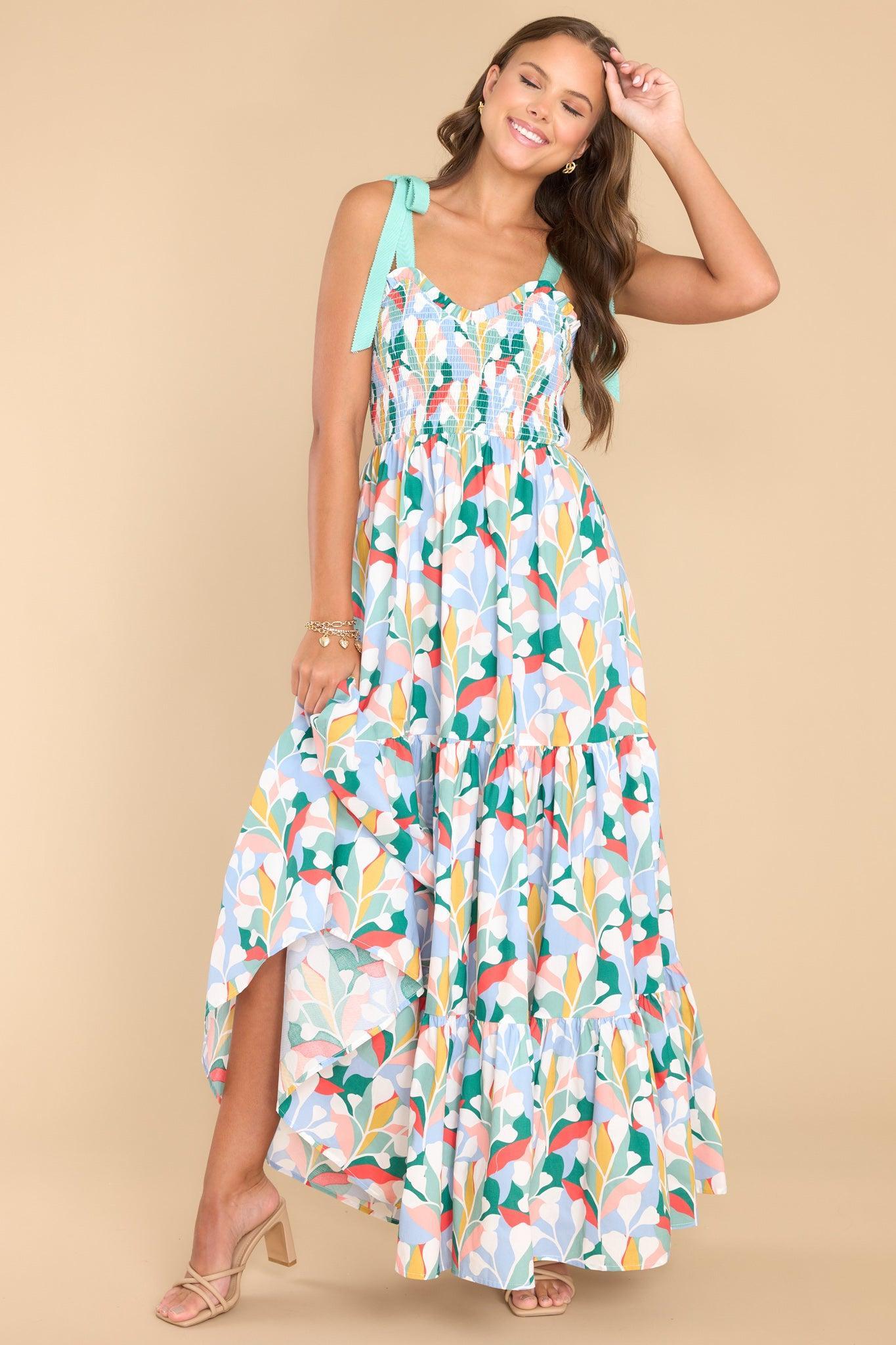 Aura Wishing For You Sky Blue Multi Print Maxi Dress Product Image