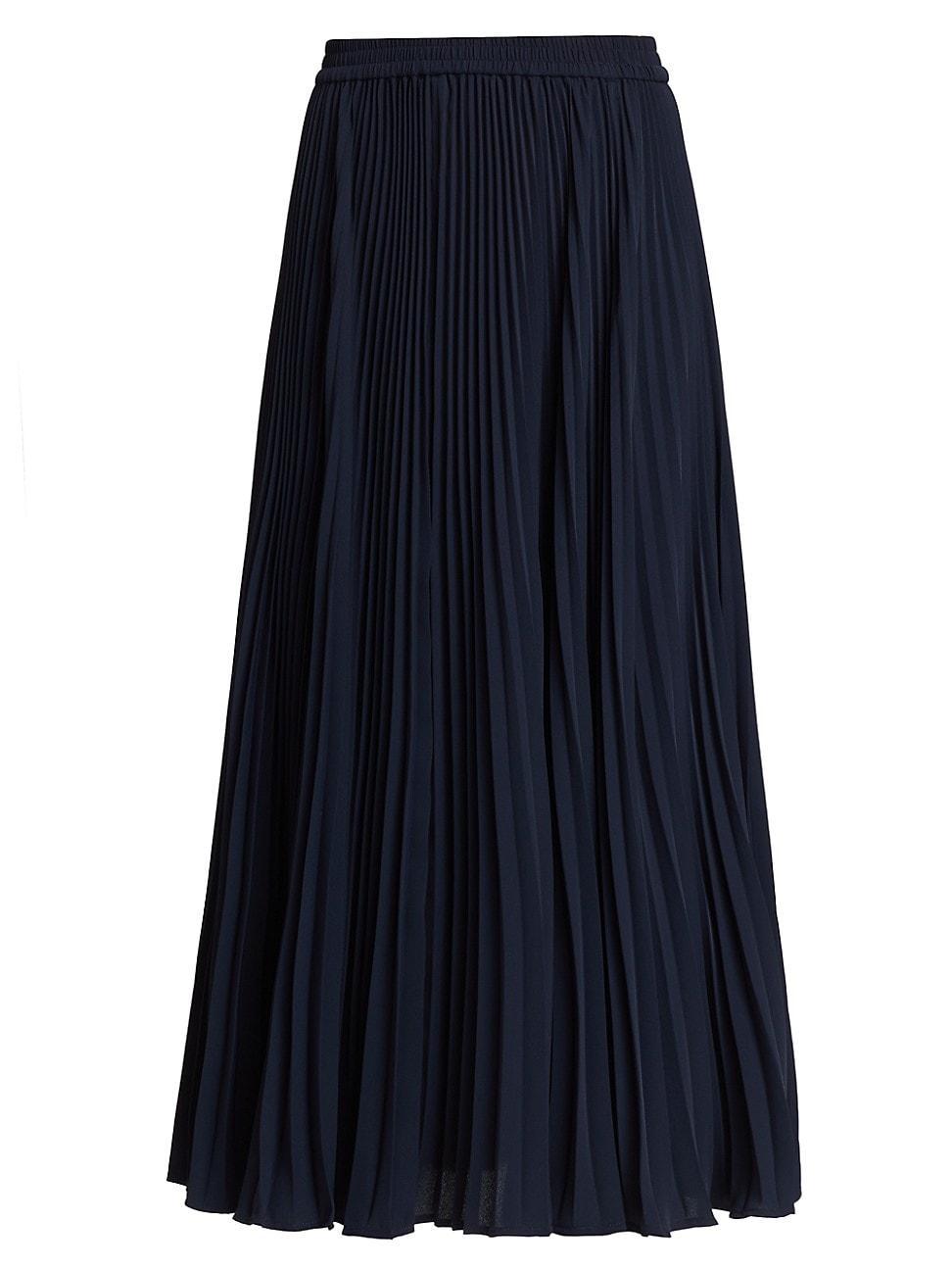 Womens Pleated Satin Crepe Midi-Skirt Product Image