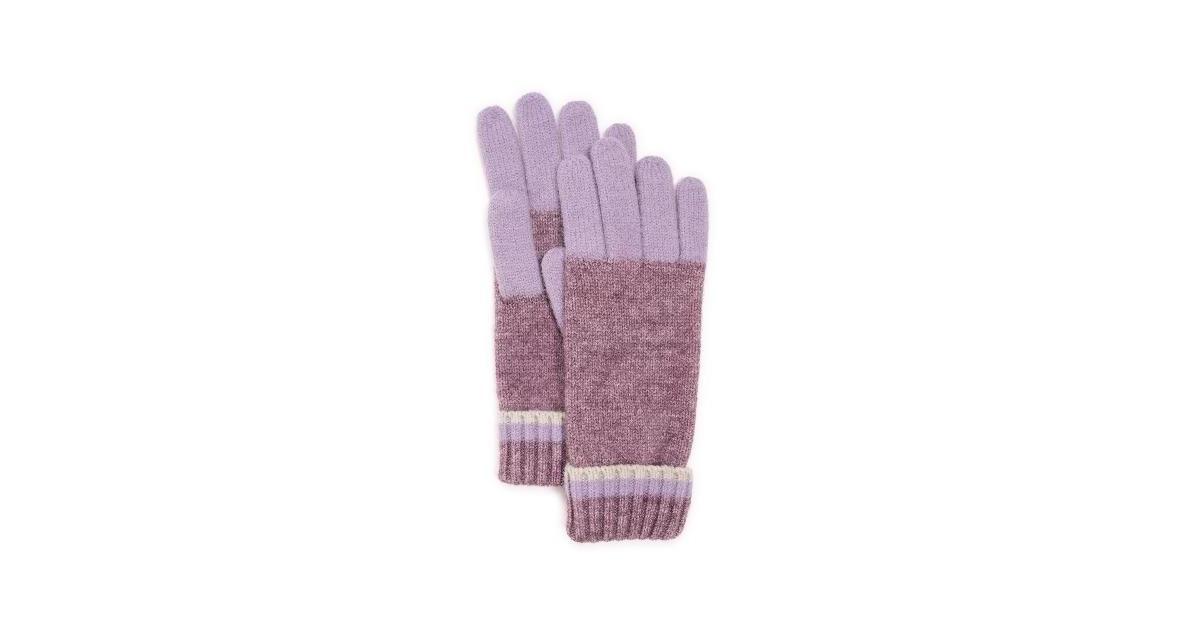 Womens MUK LUKS Ribbed Colorblock Gloves, Soft Purple Product Image