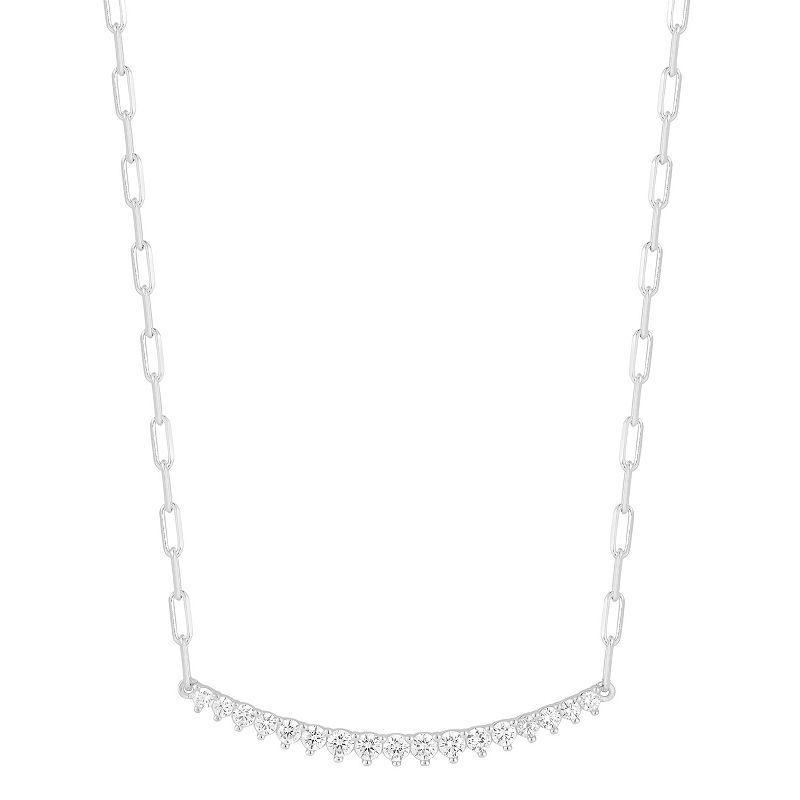 Sunkissed Sterling Cubic Zirconia Big Bar Necklace, Womens Silver Tone Product Image