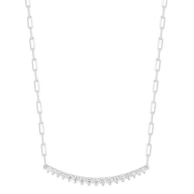 Sunkissed Sterling Cubic Zirconia Big Bar Necklace, Womens Silver Tone Product Image