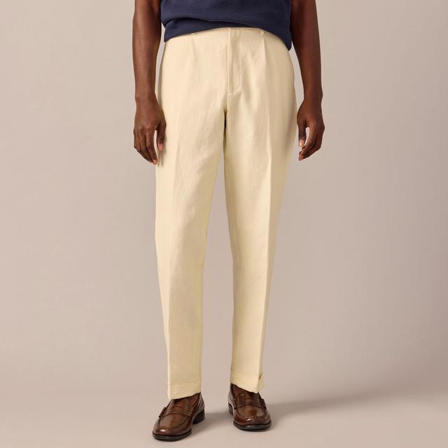 Crosby Classic-fit pleated suit pant in Italian linen-cotton blend Product Image