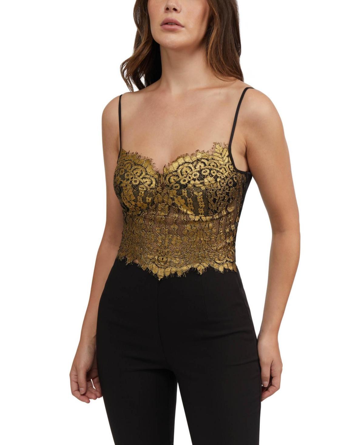 Bebe Womens Metallic Foiled Lace Bustier Top Product Image