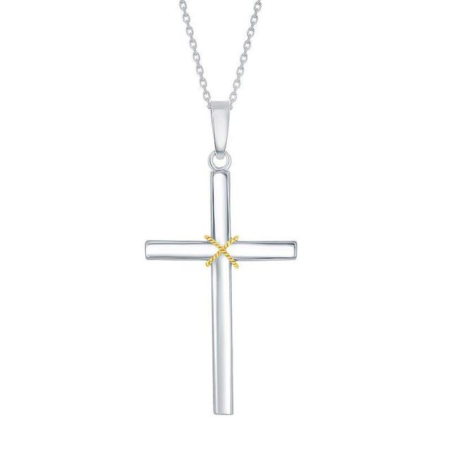 Sterling Silver Design Cross Pendant Necklace, Womens Gold Tone Product Image