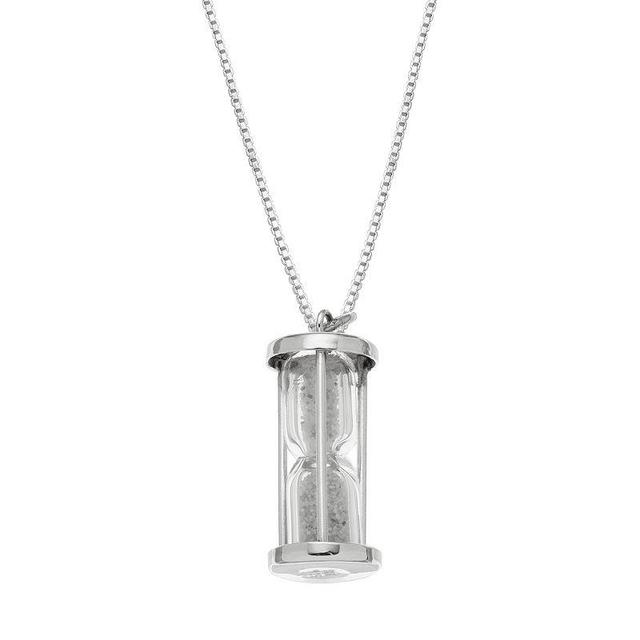 Sterling Silver Hourglass Pendant, Womens Clear Product Image