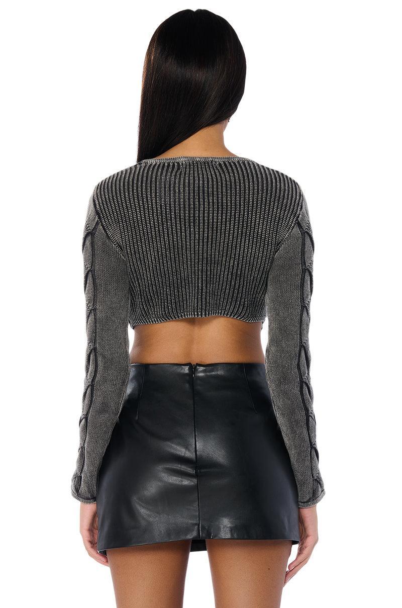 YOURS TONIGHT MINERAL WASH CROPPED SWEATER Product Image