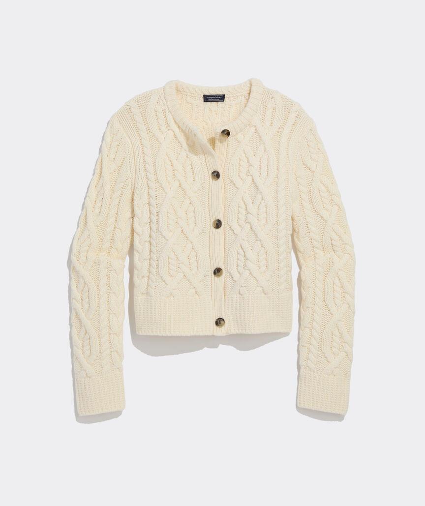 Merino Wool Cashmere Blend Cable Cardigan Product Image