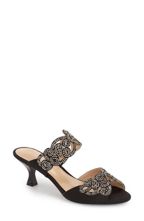 J. Renee Francie Satin Rhinestone Embellished Slide Sandals Product Image