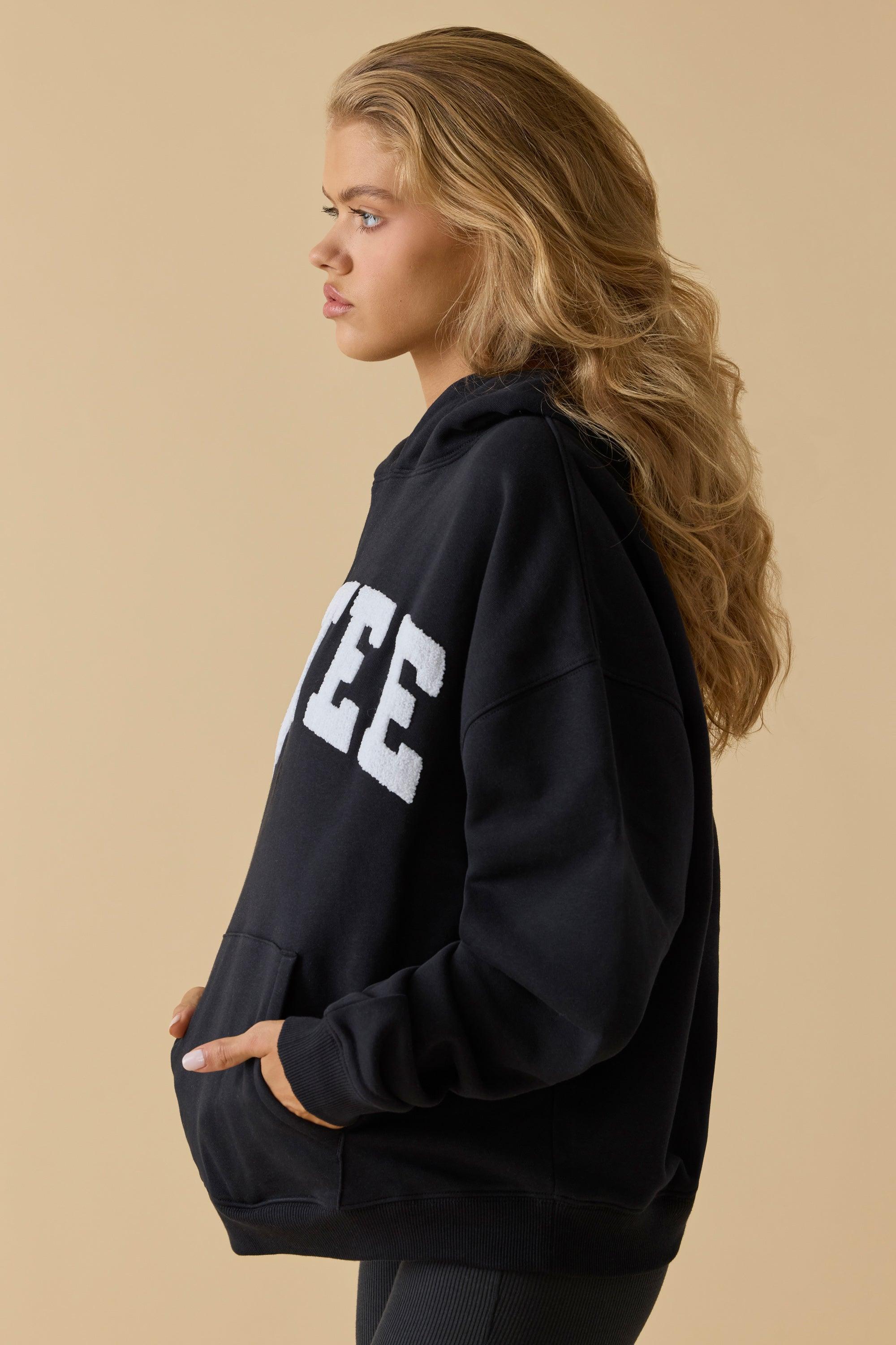 Oversized Hooded Sweatshirt in Black Product Image