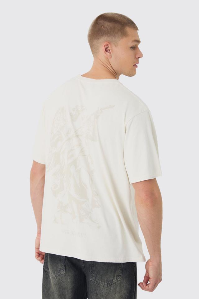 Tonal Renaissance Back Print Washed T-Shirt | boohooMAN USA Product Image