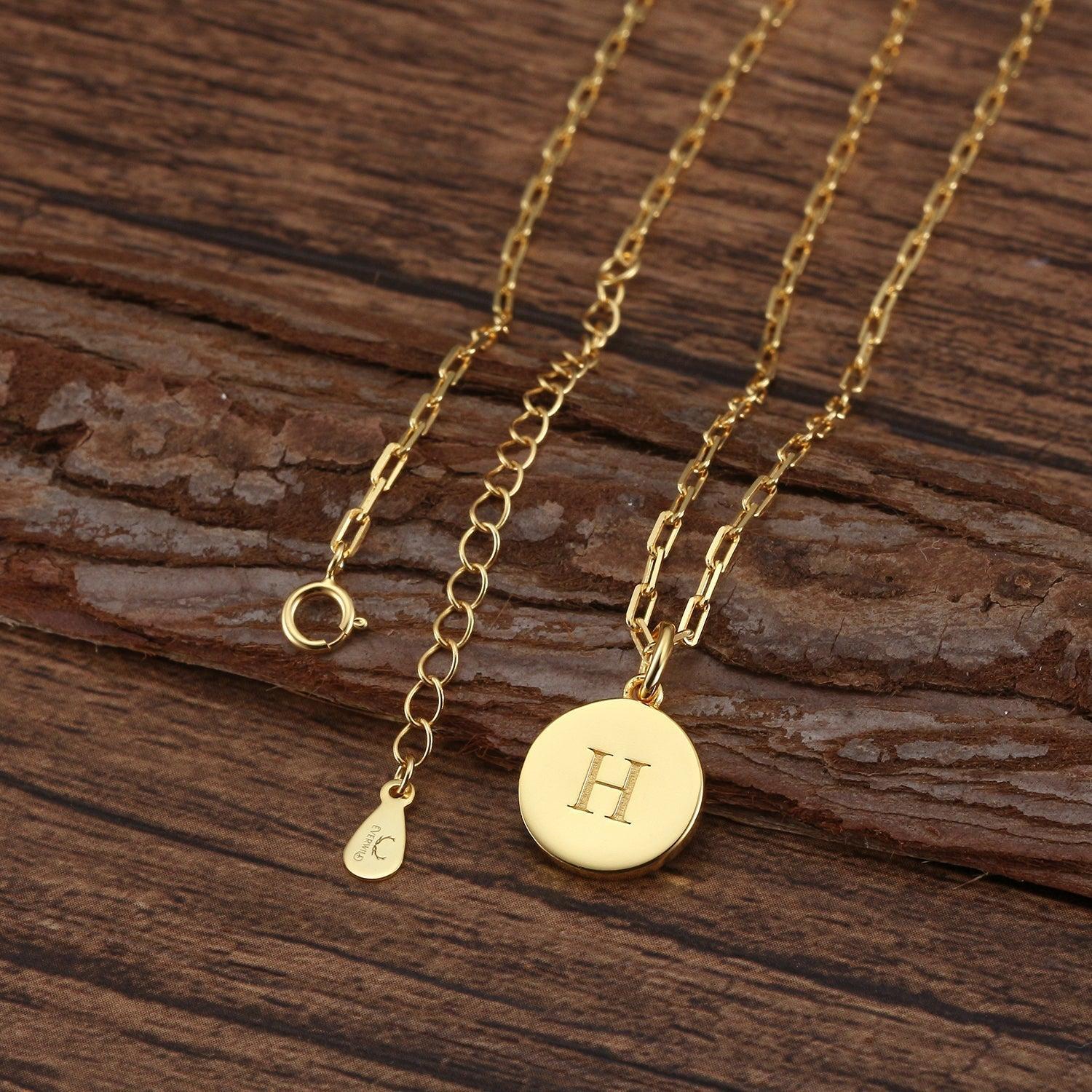 Dainty Fancy H Initial Pendant Necklace Product Image