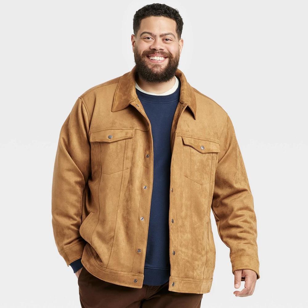 Mens Big & Tall Faux Suede Trucker Jacket - Goodfellow & Co Brown 5XLT Product Image