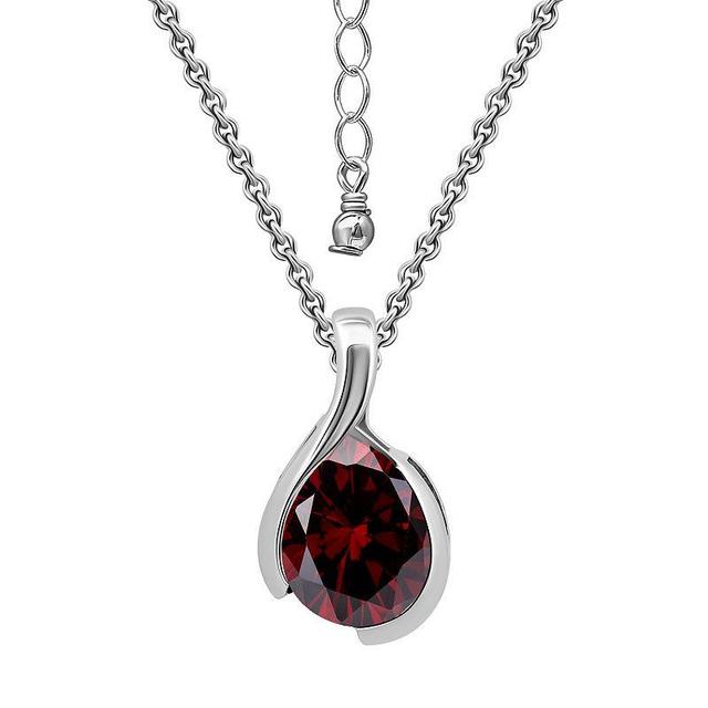 Aleure Precioso Sterling Silver Pear Shaped Gemstone Pendant Necklace, Womens Red Product Image