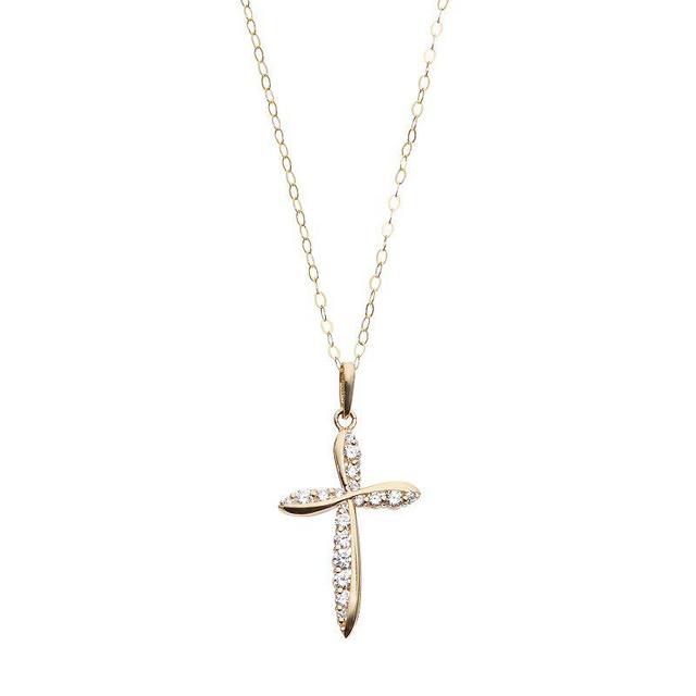 10k Gold Cubic Zirconia Cross Pendant Necklace, Womens Product Image