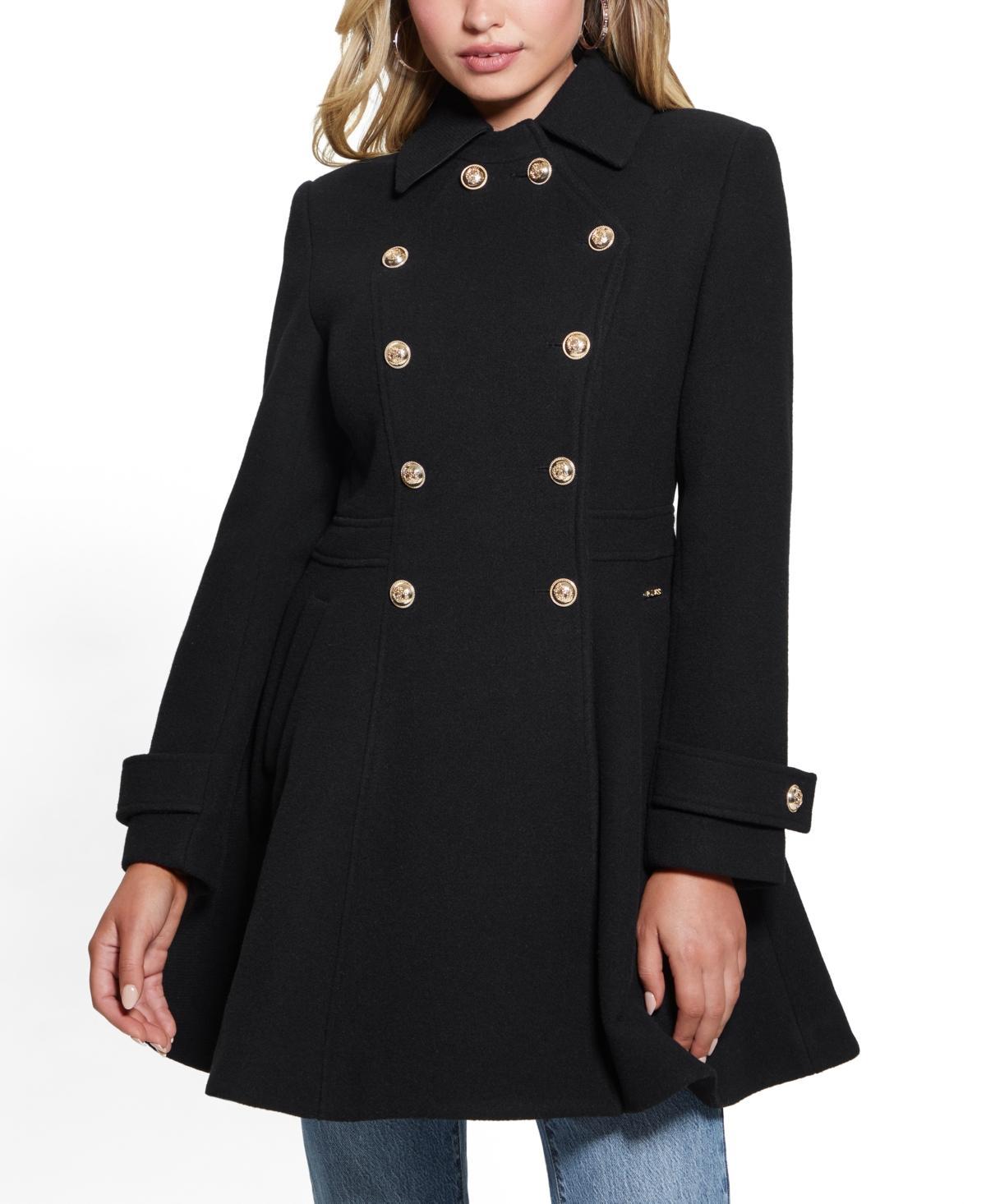 Guess Womens Collared Double-Breasted Peplum Coat Product Image