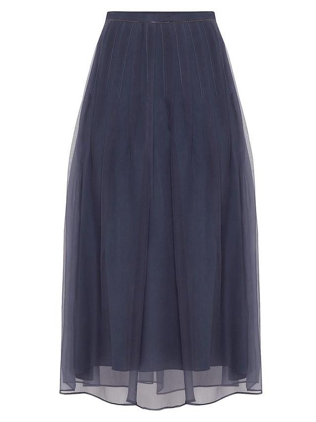 Womens Crispy Silk Pleated Midi Skirt Product Image