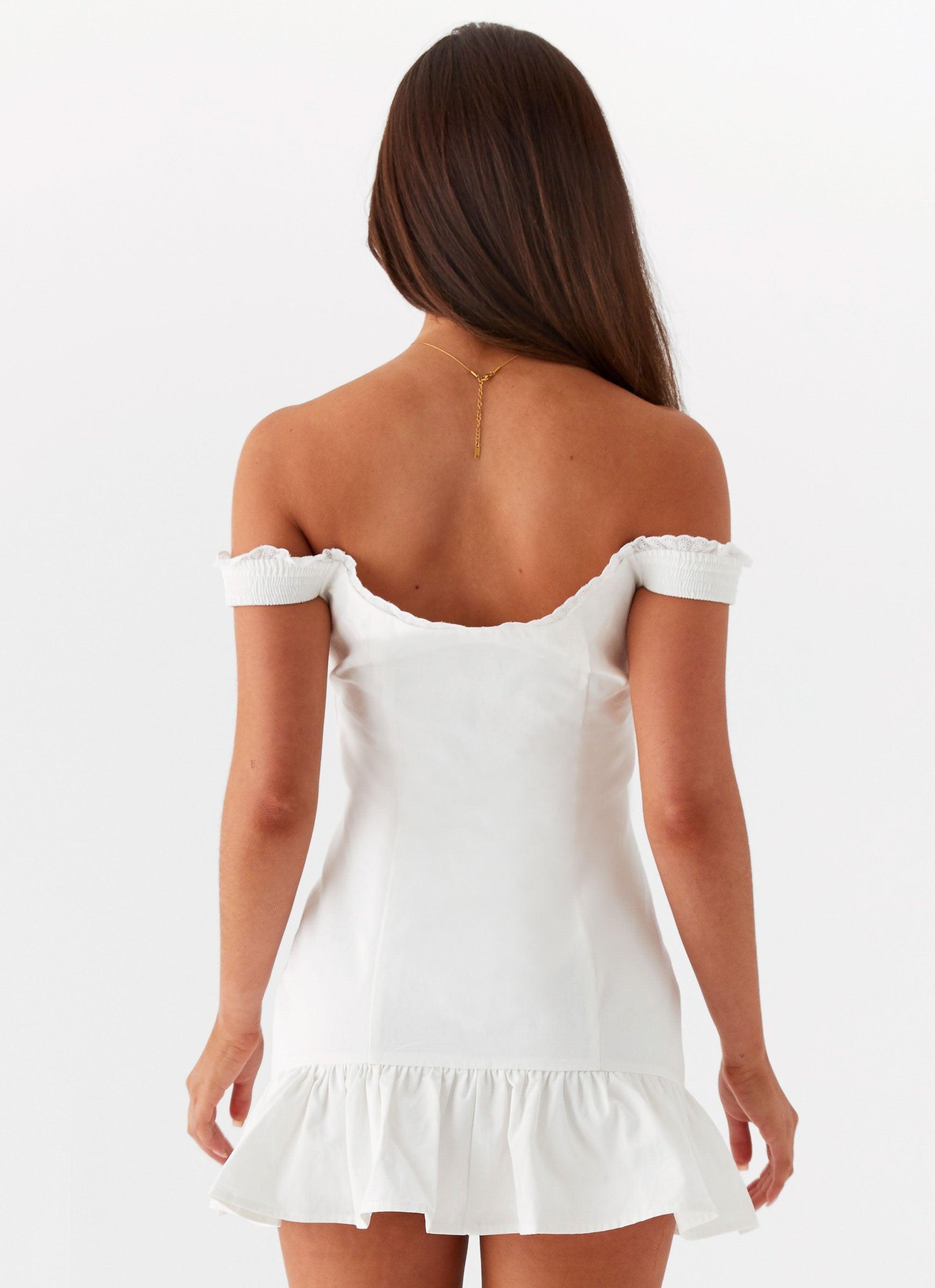 Odessa Frill Mini Dress - White Product Image