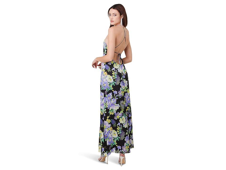 line and dot Bloom Halter Neck Maxi Dress Purple Multi) Women's Dress Product Image