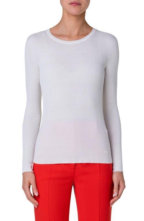 Silk Cotton Seamless Rib Fitted Sweater Product Image