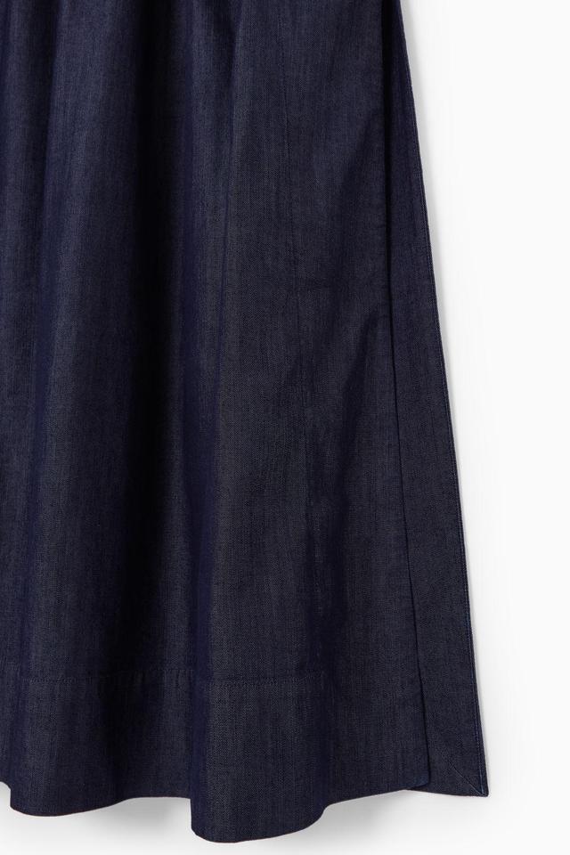 GATHERED DENIM MAXI SKIRT Product Image