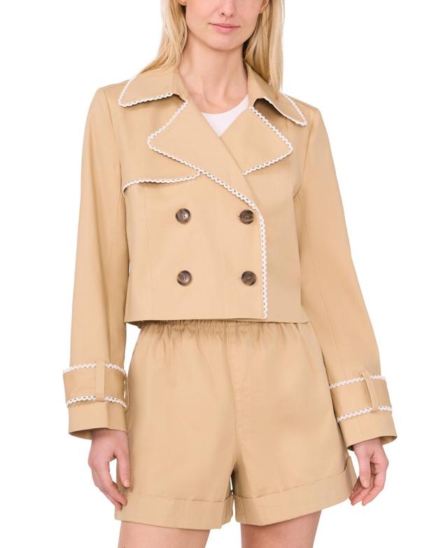 Women's Cropped Scallop-Trim Trench Jacket  Product Image