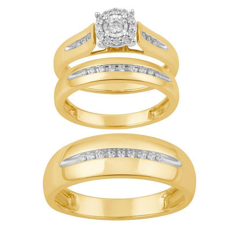 10k Gold 1/3 Carat T.W. Diamond Trio Ring Set, Womens 10k Two Tone Product Image