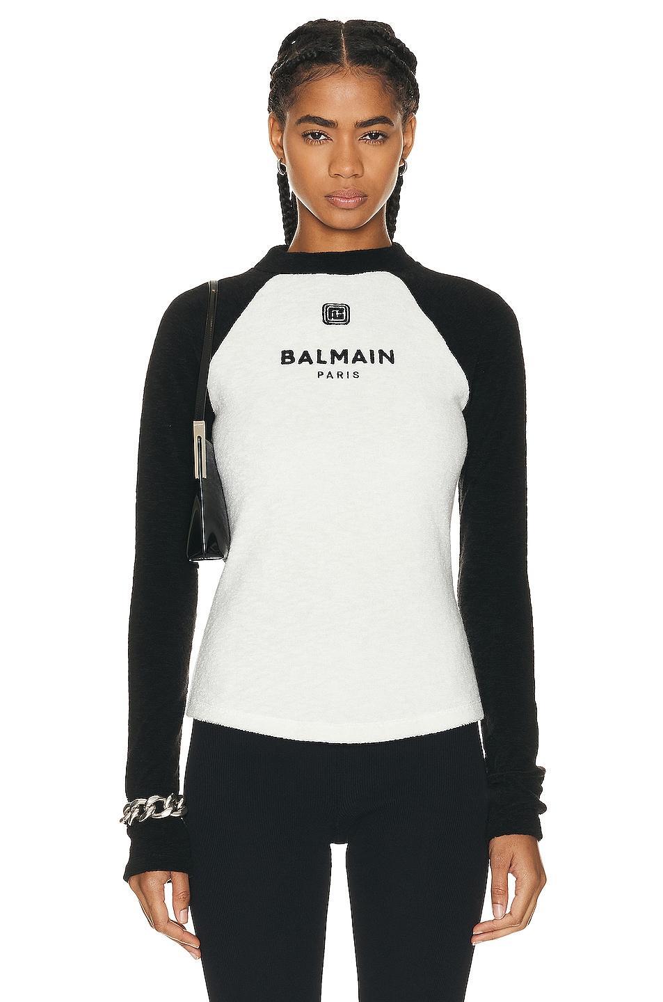 BALMAIN Raglan Jersey Pullover White. (also in ). Product Image