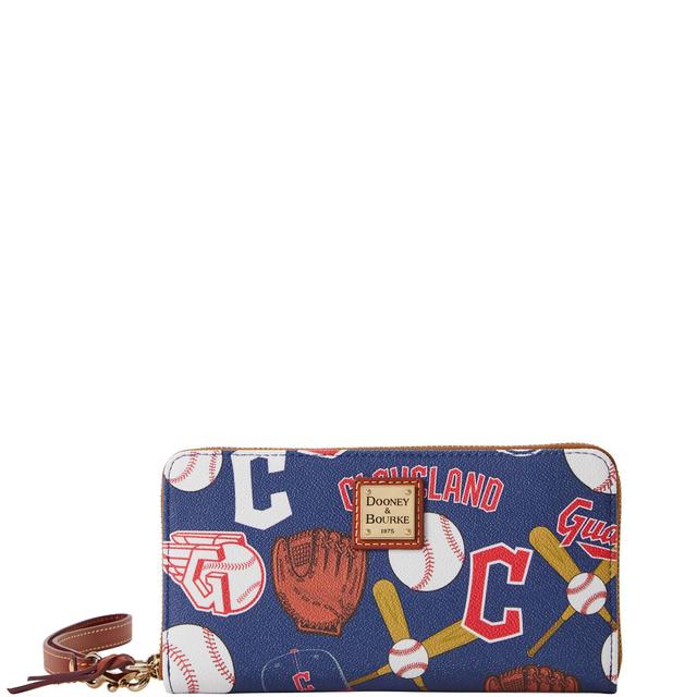 Dooney & Bourke Womens MLB Guardians Large Zip Around Coated Cotton Wristlet in Navy Product Image