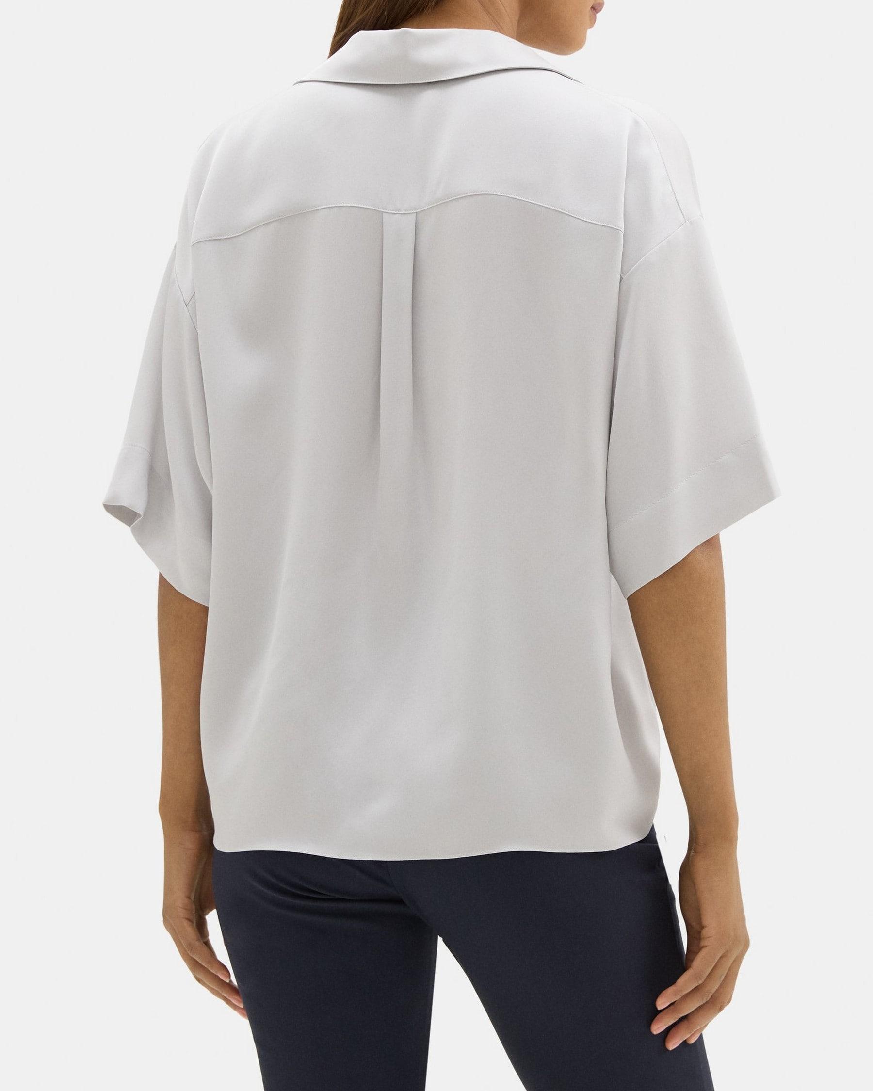 Twisted Short-Sleeve Blouse in Silk Georgette Product Image