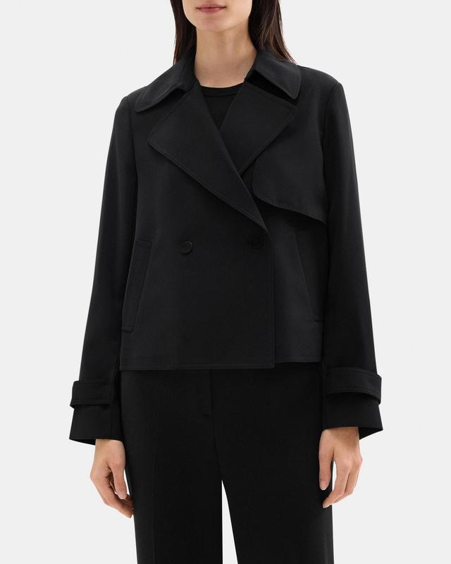 Cropped Double-Breasted Trench Coat in Crepe Product Image