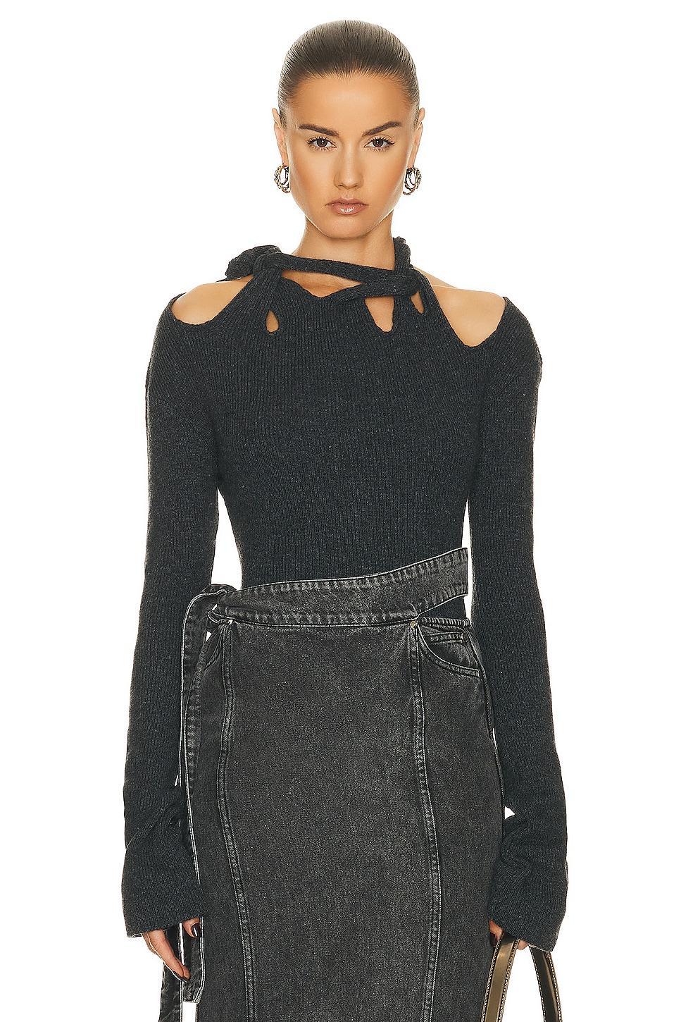 Jade Cropper Braided Long Sleeve Top in Charcoal Product Image