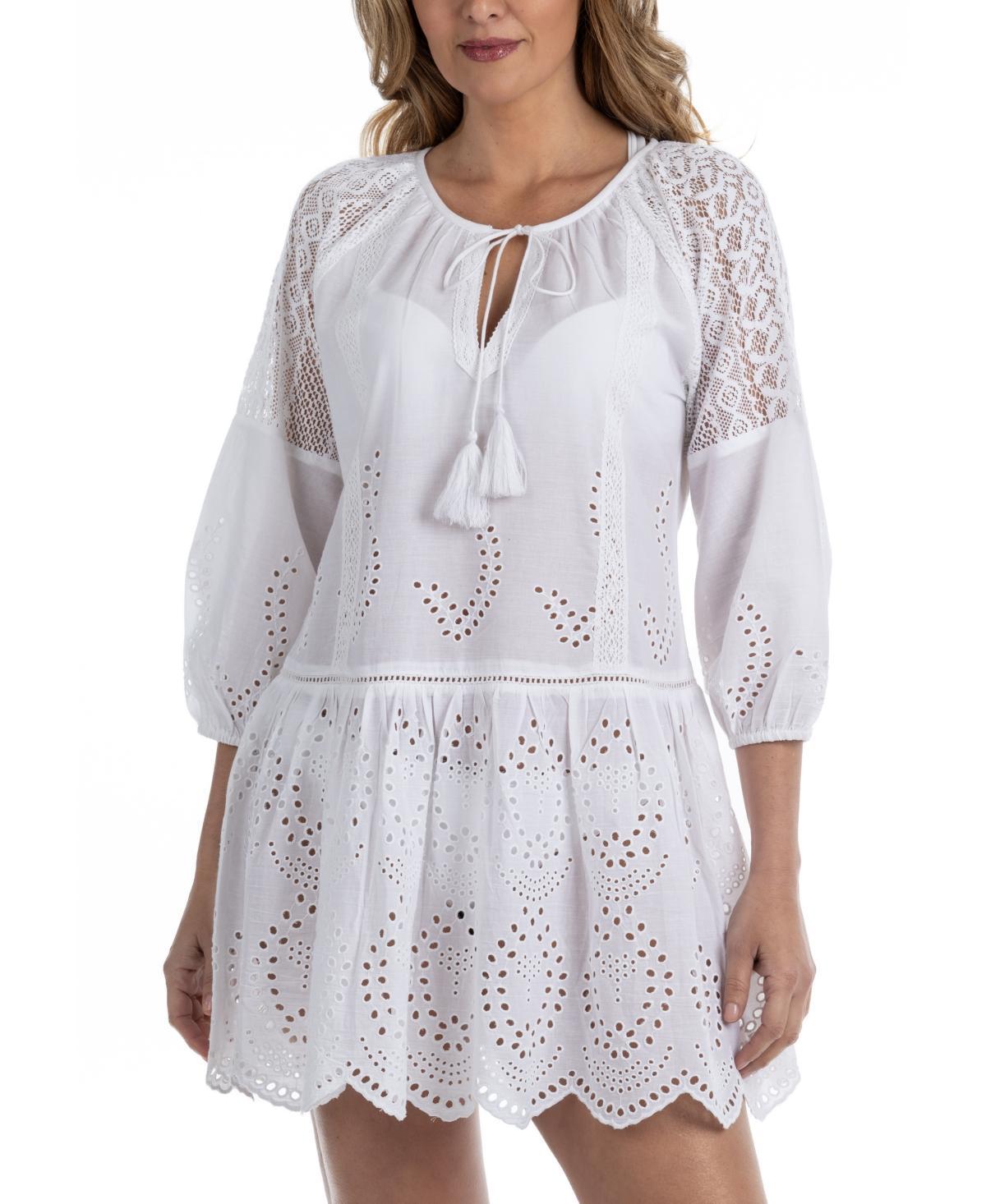 Women's Lace Cotton Mini Cover-Up Dress product image