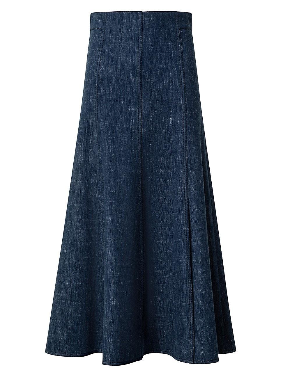 Womens Wool-Blend Denim Midi Skirt product image