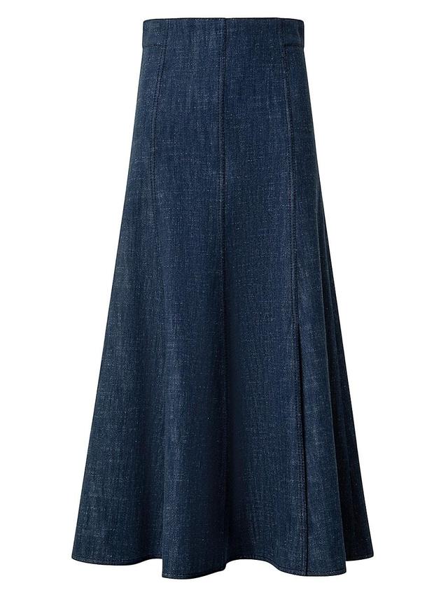 Womens Wool-Blend Denim Midi Skirt Product Image