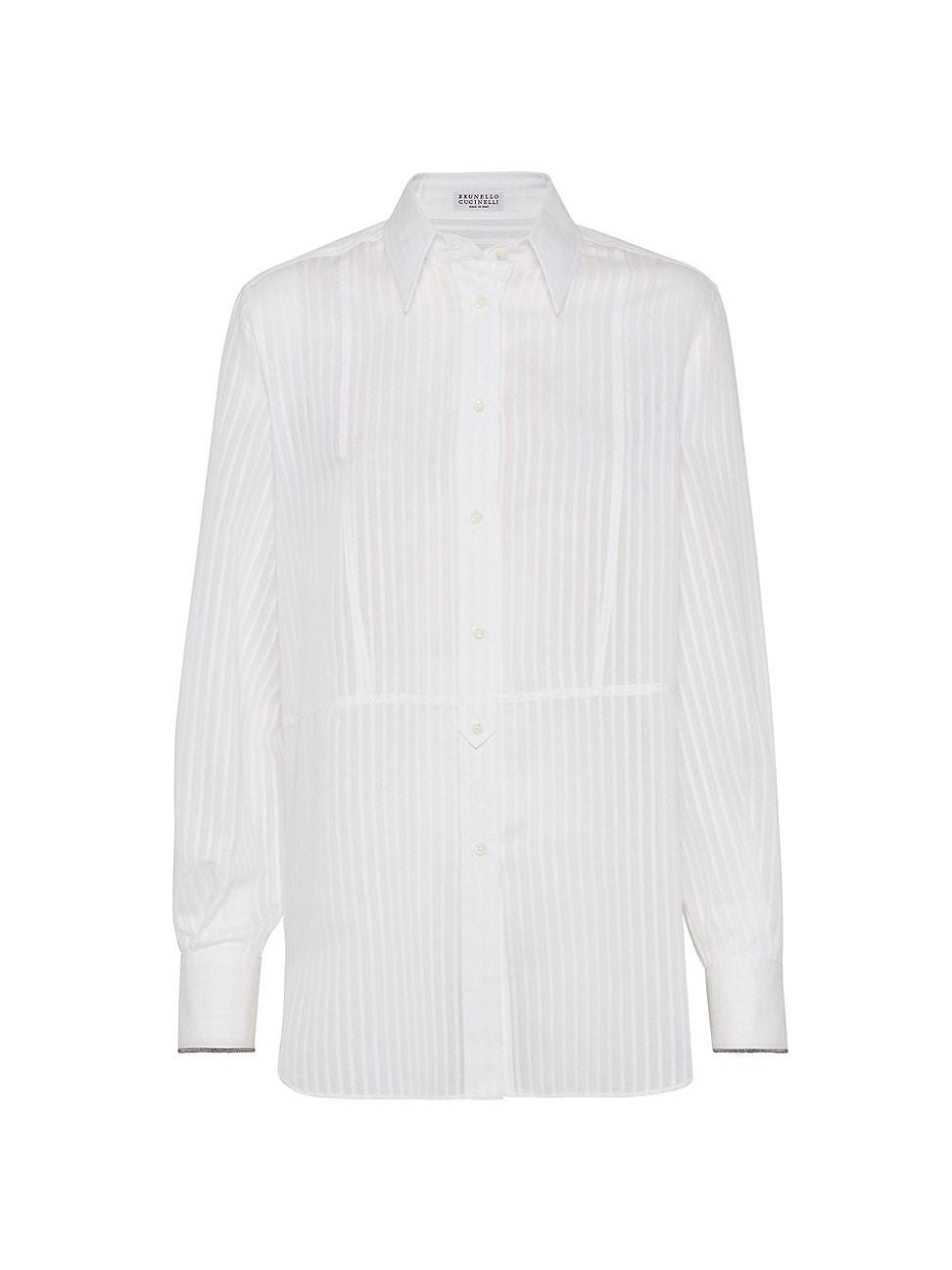 Womens Striped Cotton and Silk Organza Shirt product image