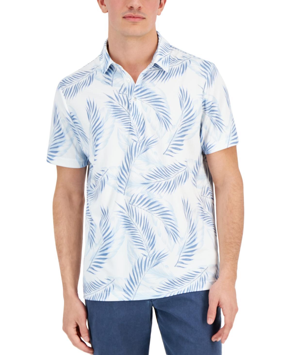 Club Room Mens Leaf Print Short Sleeve Tech Polo Shirt, Created for Macys Product Image