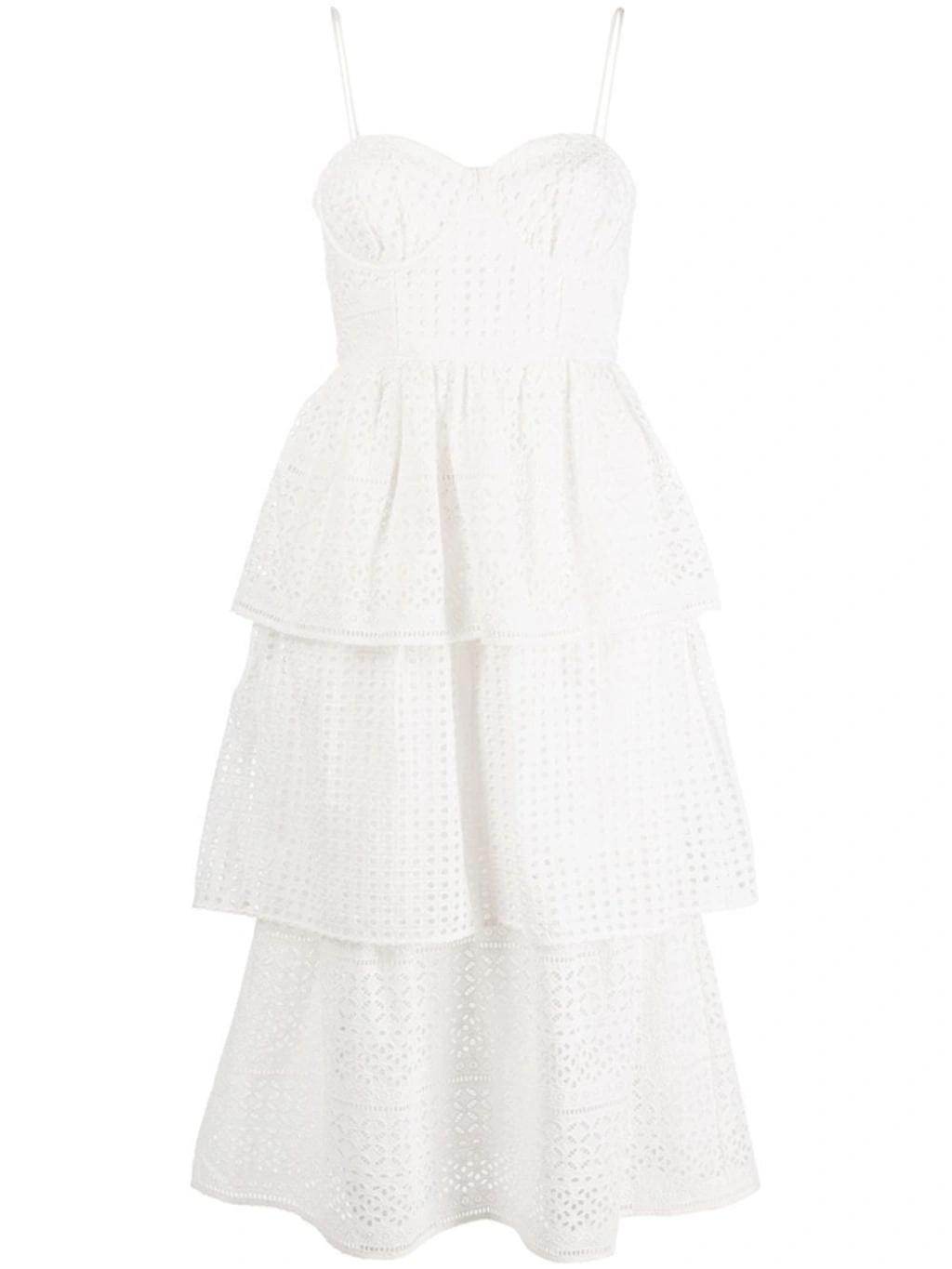 Tiered Broderie Anglaise Cotton-voile Midi Dress In White Product Image