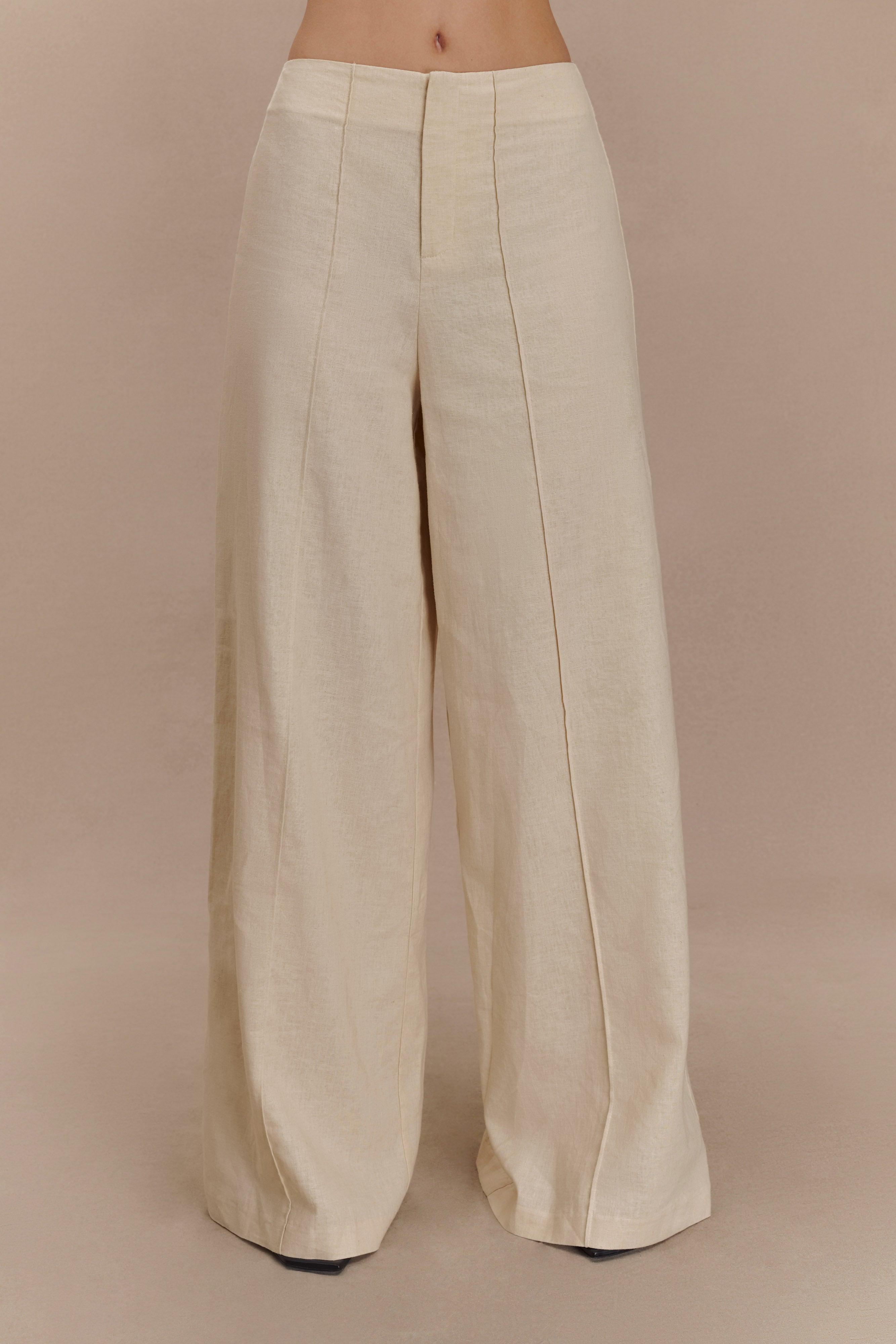 Brandi Linen Straight Leg Pant - Wheat Marle Product Image