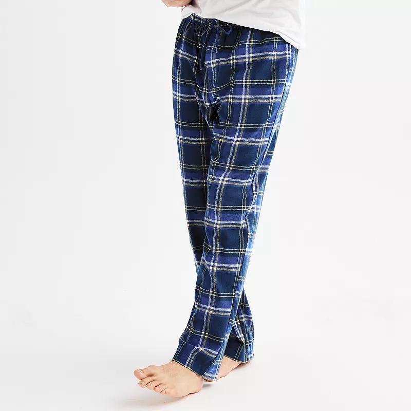 Mens Sonoma Goods For Life Flannel Drawstring Pajama Pants Iron Ore Plaid Product Image