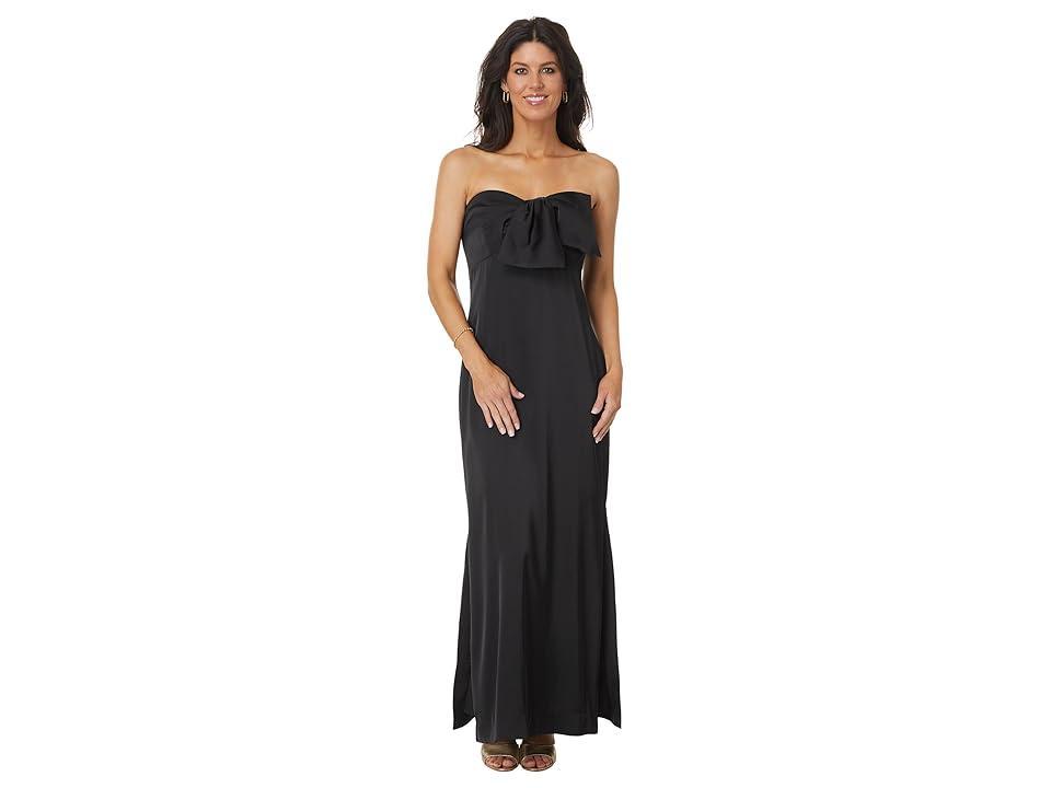 Lilly Pulitzer Carlynn Satin Maxi Bow Dress (Noir) Women's Dress product image