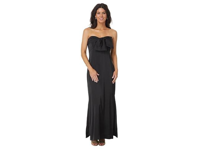 Lilly Pulitzer Carlynn Satin Maxi Bow Dress (Noir) Women's Dress Product Image