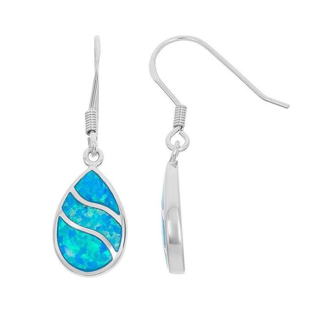 Lab-Created Blue Opal Sterling Silver Teardrop Earrings, Womens Product Image