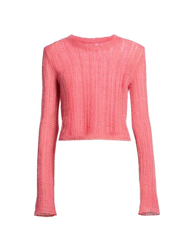 Womens Open-Knit Long-Sleeve Sweater Product Image